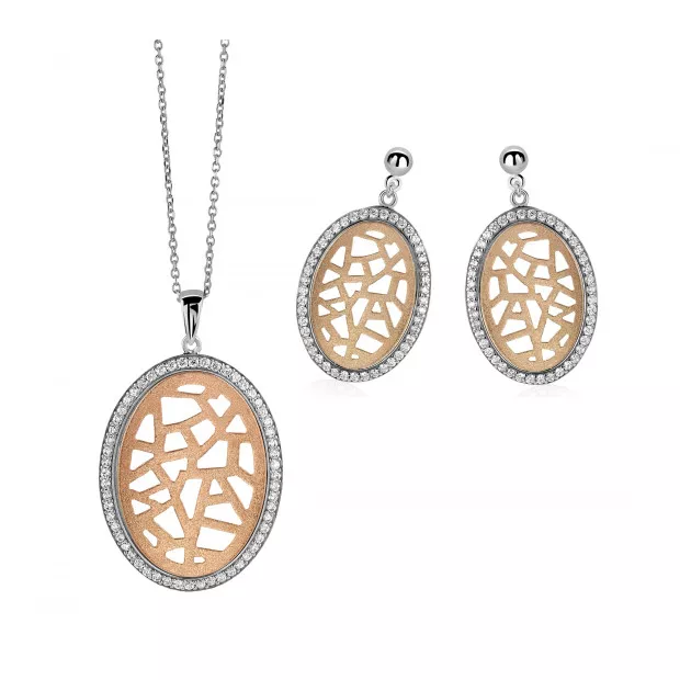 orphelia Sterling Silver Set: Chain-Pendant + Earrings SET-064
