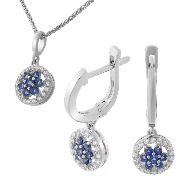 orphelia Sterling Silver Set: Chain-Pendant + Earrings SET-7047