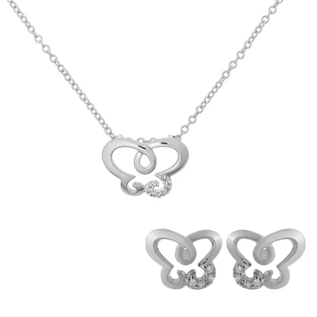 orphelia Sterling Silver Set: Chain-Pendant + Earrings SET-7088