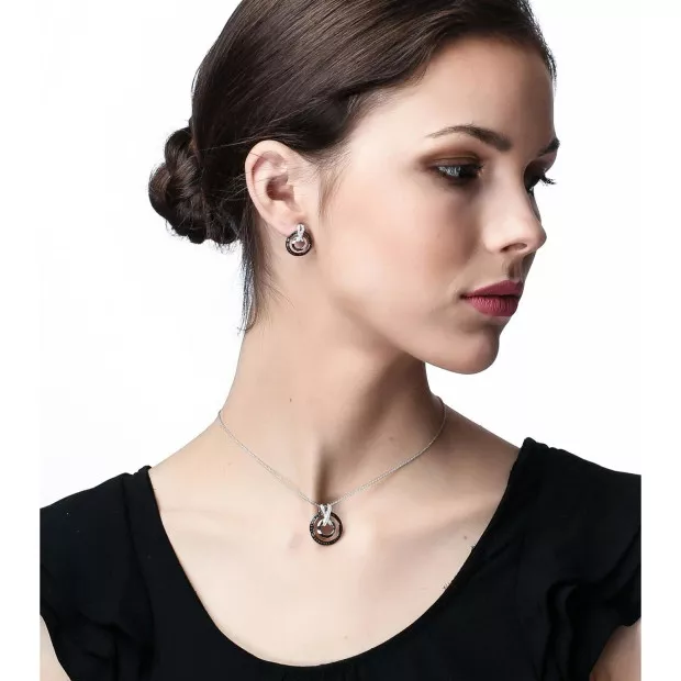 Orphelia Sterling Silver Set: Chain-Pendant + Earrings SET-7095/2