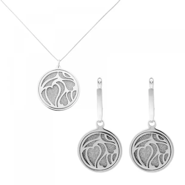 orphelia Sterling Silver Set: Chain-Pendant + Earrings SET-7097