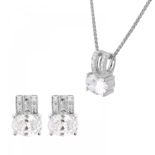 orphelia Sterling Silver Set: Chain-Pendant + Earrings SET-7122