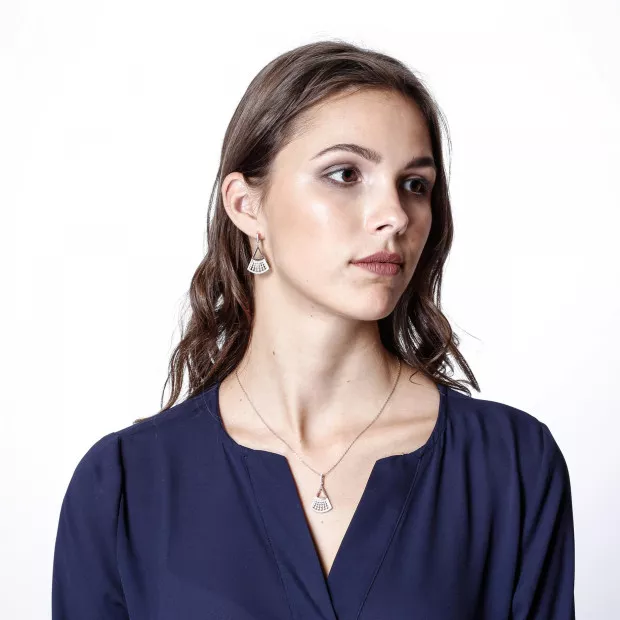 Orphelia Sterling Silver Set: Necklace + Earrings SET-7436