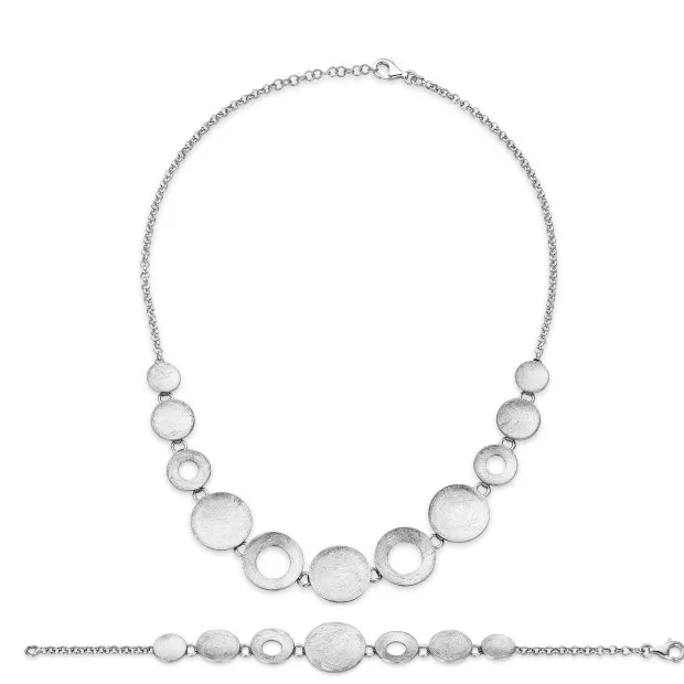 orphelia Women's Sterling Silver Set: Chain + Bracelet - White SET-013