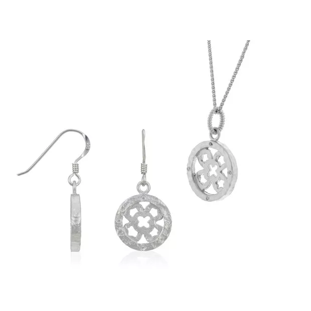 orphelia Women's Sterling Silver Set: Chain-Pendant + Earrings - Silver SET-5251