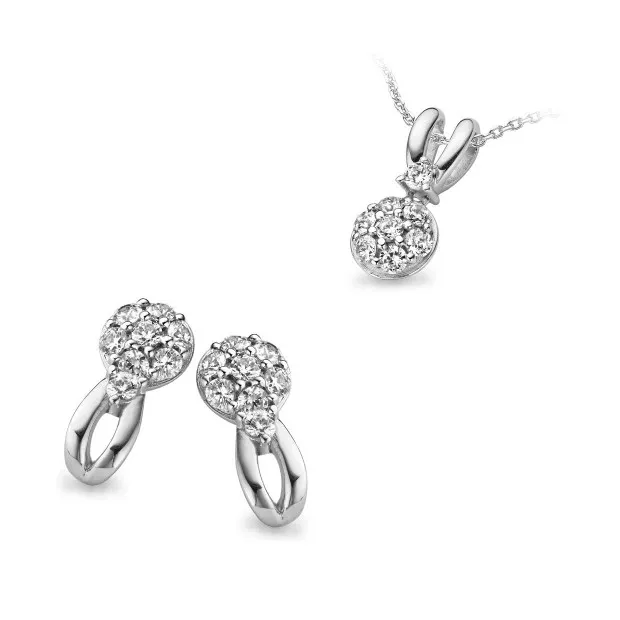 orphelia Women's Sterling Silver Set: Chain-Pendant + Earrings - Silver SET-5105