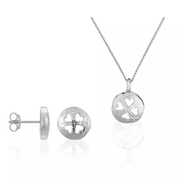orphelia Women's Sterling Silver Set: Chain-Pendant + Earrings - Silver SET-5234