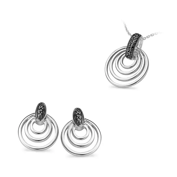 orphelia Women's Sterling Silver Set: Chain-Pendant + Earrings - Silver SET-5023