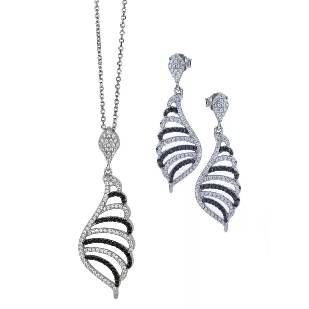 orphelia Women's Sterling Silver Set: Chain-Pendant + Earrings - Silver SET-5227
