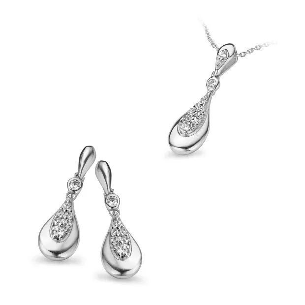 orphelia Women's Sterling Silver Set: Chain-Pendant + Earrings - Silver SET-5107