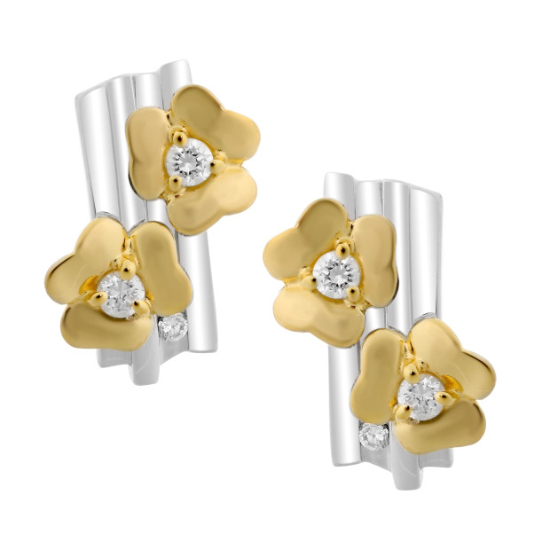 Orphelia Women's Sterling Silver Set: Chain-Pendant + Earrings - Silver/Gold SET-6039/1