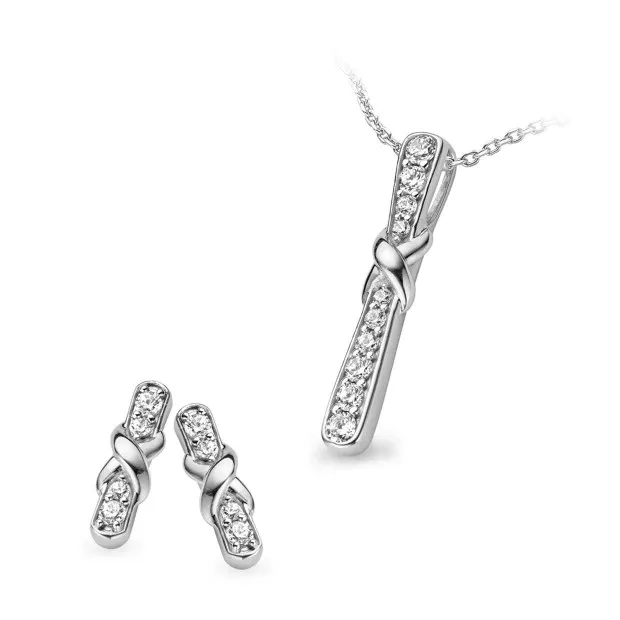 orphelia Women's Sterling Silver Set: Chain-Pendant + Earrings - Silver SET-5128