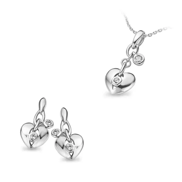 orphelia Women's Sterling Silver Set: Chain-Pendant + Earrings - Silver SET-5121