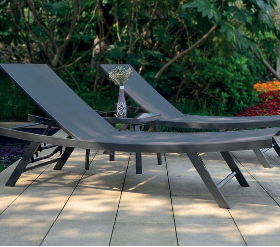 ozalide ARIO - Ensemble transat de jardin et table basse - Gris anthracite