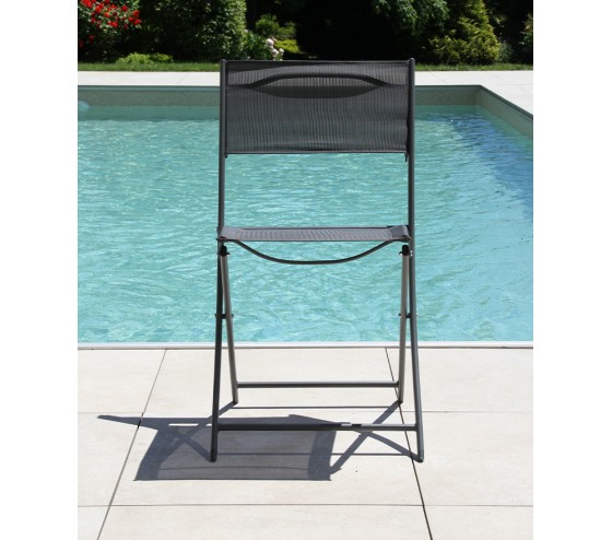 Ozalide BAYONNE BOREAL - Ensemble Table Et Chaises De Jardin - 4 Places - Gris Anthracite