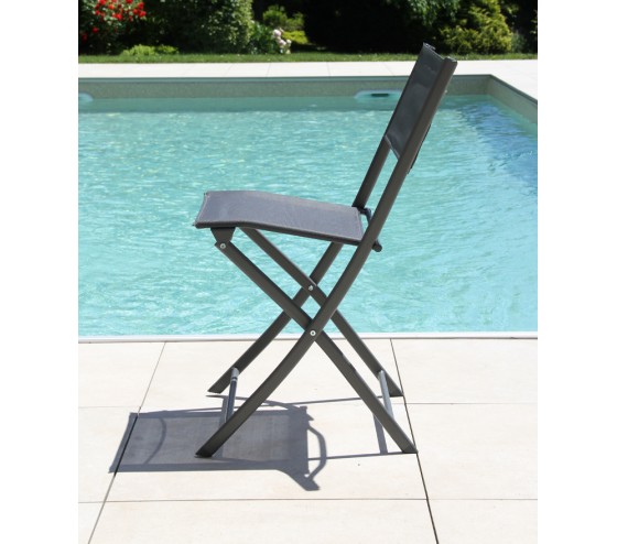 Ozalide BAYONNE BOREAL S - Ensemble Table Et Chaises De Jardin - 2 Places - Gris Anthracite