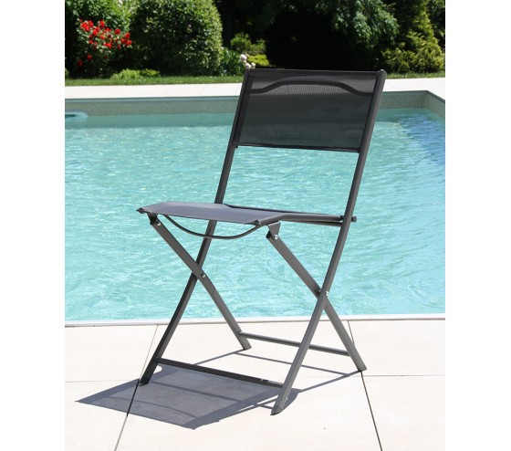 Ozalide BAYONNE BOREAL XL - Ensemble Table Et Chaises De Jardin - 6 Places - Gris Anthracite