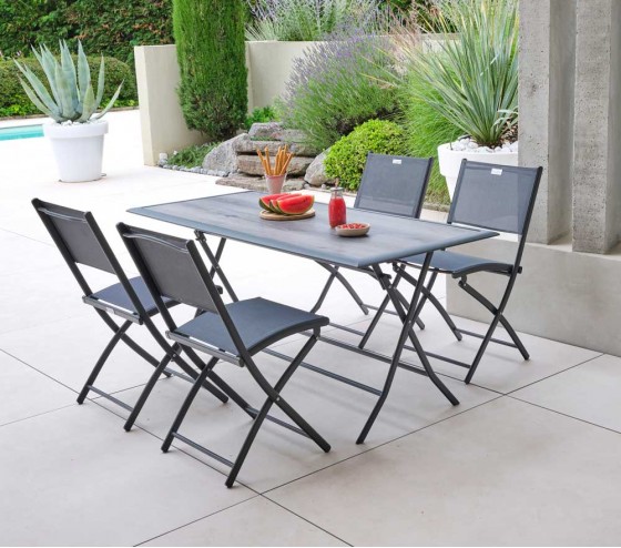 Ozalide BAYONNE L PSPC - Table De Jardin Pliante - Effet Bois