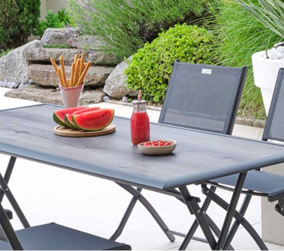 ozalide BAYONNE L PSPC - Table de jardin pliante - effet bois