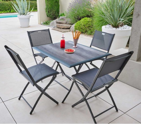 ozalide BAYONNE M PSPC - Table de jardin pliante - effet bois