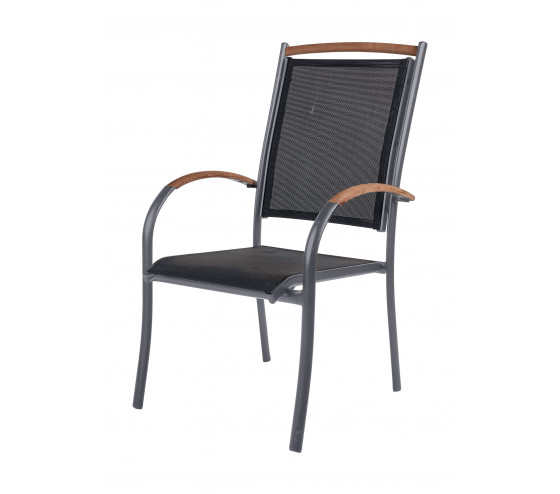 Ozalide CABOURG - Fauteuil De Jardin - Gris Anthracite Et Bois
