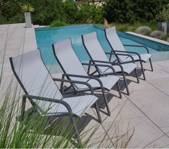 ozalide CADIX 4 - Salon de jardin gris perle - 4 places