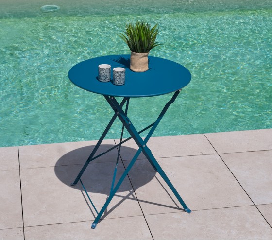 ozalide CAPRONE - Ensemble table et chaises de jardin - 2 places - Bleu Canard