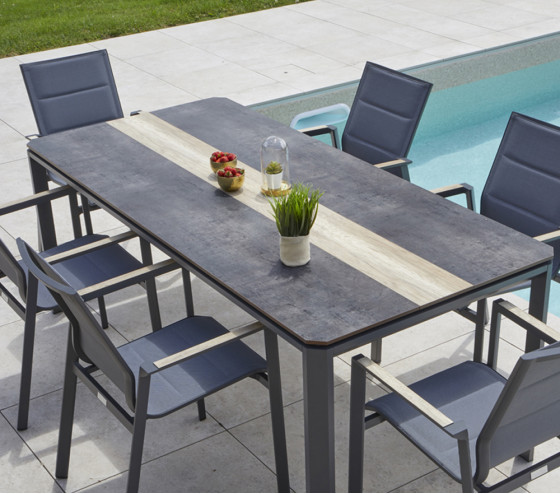 Ozalide CARMEL - Ensemble Table Et Chaises De Jardin - 6 Places - Gris Anthracite
