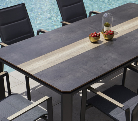 Ozalide CARMEL - Ensemble Table Et Chaises De Jardin - 6 Places - Gris Anthracite