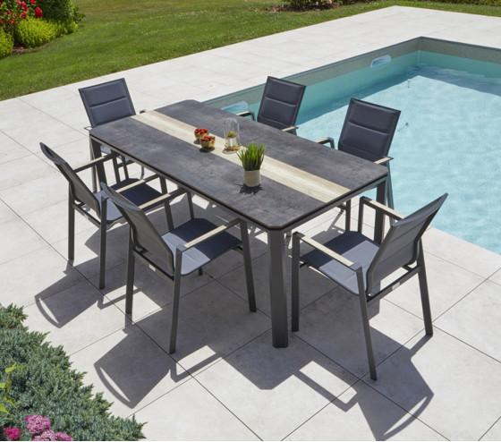 ozalide CARMEL - Ensemble table et chaises de jardin - 6 places - Gris Anthracite