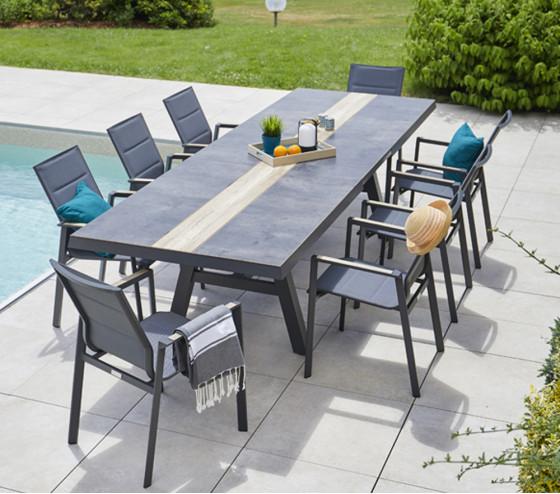 Ozalide CARMEL - Fauteuil De Jardin Rembourré - Gris Anthracite Et HPL