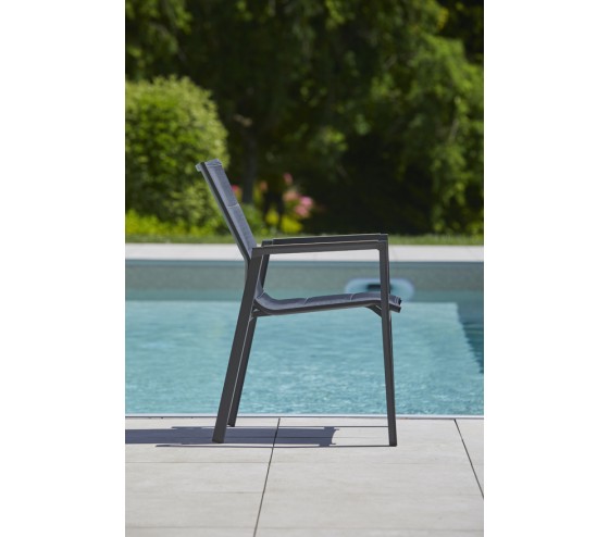 ozalide CARMEL - Fauteuil de jardin rembourré - Gris Anthracite et HPL