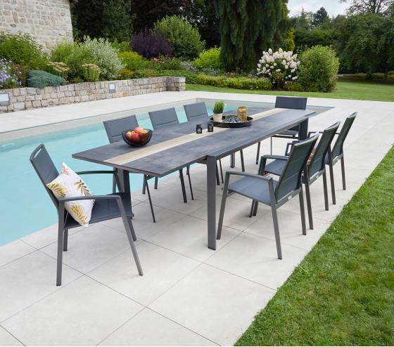 Ozalide CARMINEA XL - Ensemble Table Et Chaises De Jardin - 8 Places - Gris Anthracite