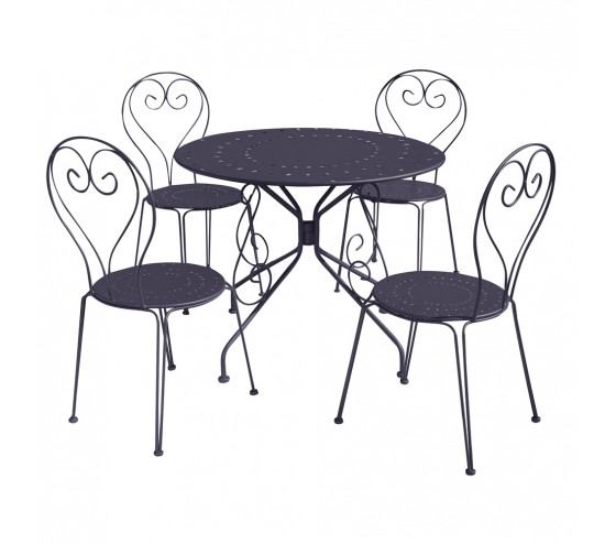 Ozalide CASABLANCA - Ensemble Table Et Chaises De Jardin - 4 Places - Anthracite
