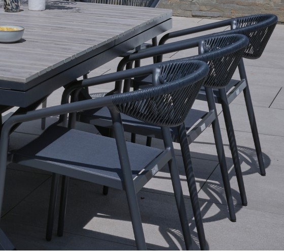 ozalide CAVALAIRANA - Ensemble table et chaises de jardin - 8 places - Gris Perle