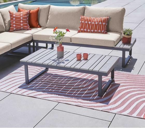 Ozalide CAVALAIRE BEIGE - Salon De Jardin En Angle - 6 Places