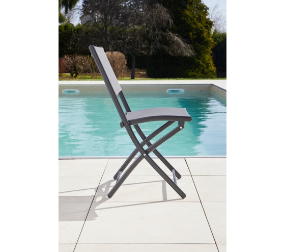 Ozalide DIVINE - Chaise De Jardin Pliante - Gris Anthracite