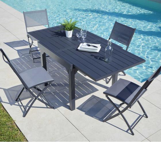 Ozalide DIVINE - Chaise De Jardin Pliante - Gris Anthracite