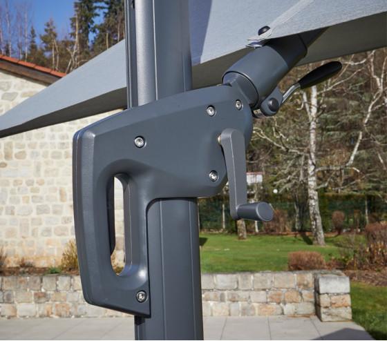 Ozalide EMERAUDE - Parasol Déporté 3x3m Double Inclinaison - Gris Anthracite
