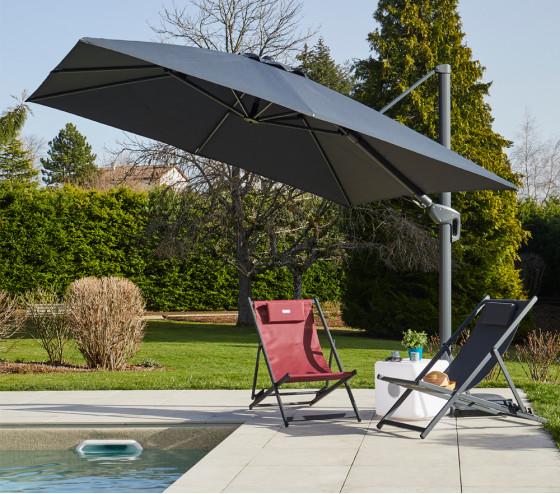ozalide EMERAUDE - Parasol déporté 3x3m double inclinaison - Gris Anthracite
