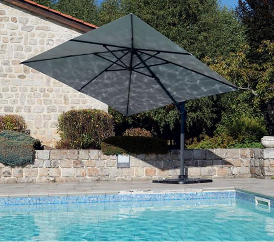 ozalide EMERAUDE - Parasol déporté 3x3m double inclinaison - Gris Perle