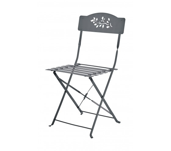 Ozalide FLORONE - Ensemble Table Et Chaises De Jardin - 2 Places - Gris Anthracite