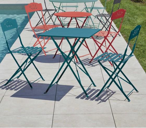 ozalide FLORONE - Ensemble table et chaises de jardin - 2 places - Bleu Canard