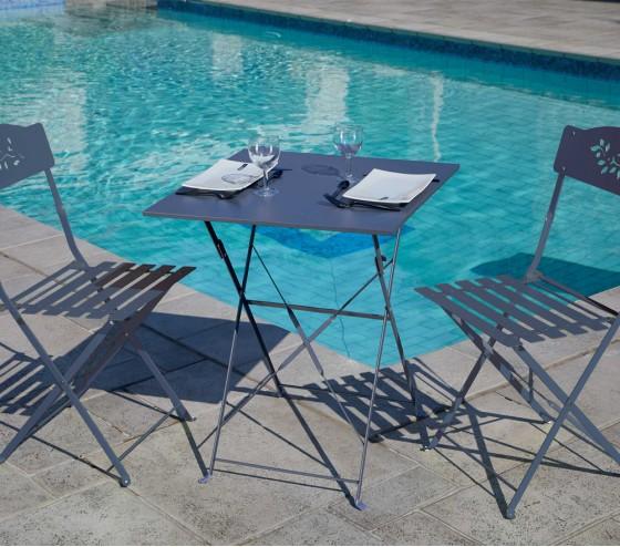 ozalide FLORONE - Ensemble table et chaises de jardin - 2 places - Gris Anthracite