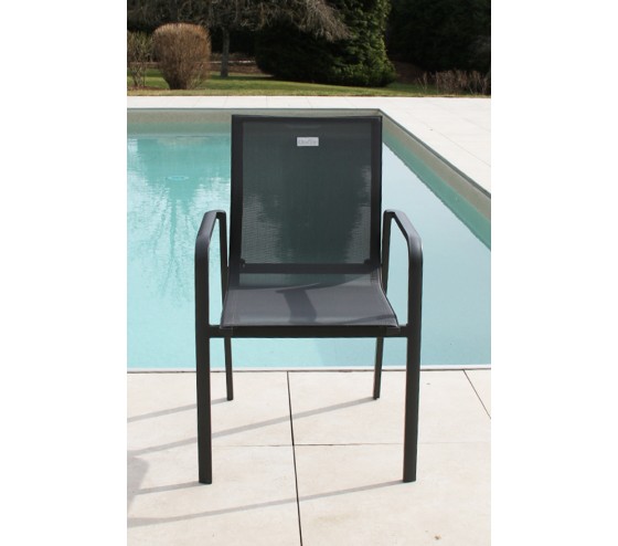Ozalide GUETHARY PSPC Ardoise - Ensemble Table Et Chaises De Jardin - 8 Places - Gris Anthracite