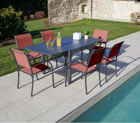 Ozalide HONFLEUR ALU - Table De Jardin Extensible - 6 Places