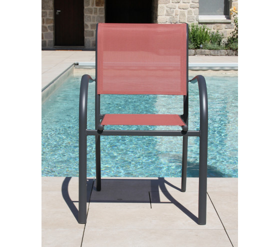 Ozalide HONFLEUR BEZIERS CHENE - Ensemble Table Et Chaises De Jardin - 6 Places - Terracotta