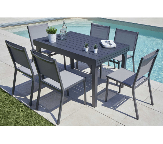 Ozalide HONFLEUR XL ALU - Table De Jardin Extensible - 8 Places