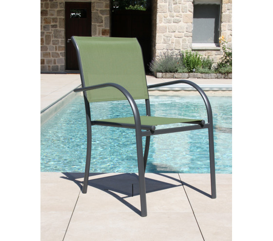 Ozalide HONFLEUR XL BEZIERS - Ensemble Table Et Chaises De Jardin - 8 Places - Vert Sauge