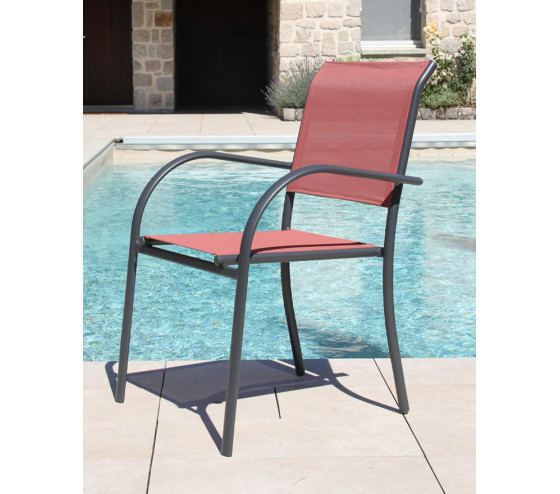 ozalide HONFLEUR XL SPC BEZIERS chêne brun - Ensemble table et chaises de jardin - 8 places - terracotta